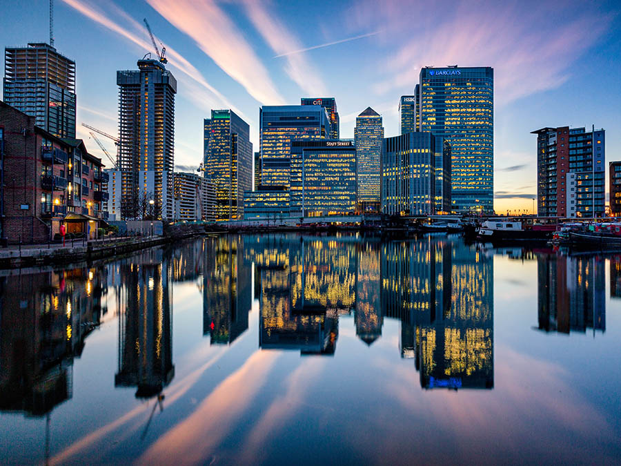 Reflection of Canary Wharf Skycrapers