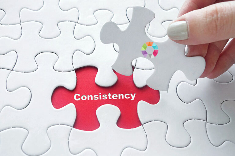 Jigsaw puzzle piece with Consistency is the key concept